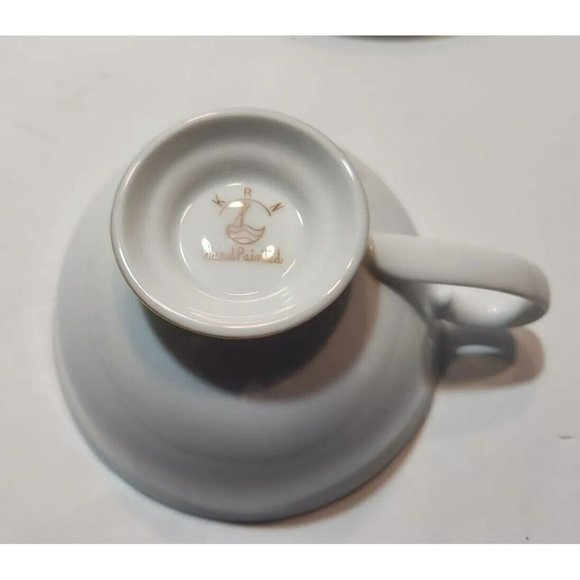 Vtg KRN Handpainted Teacups And Saucers Brown & White China (4) Extremely Rare - Picture 9 of 13